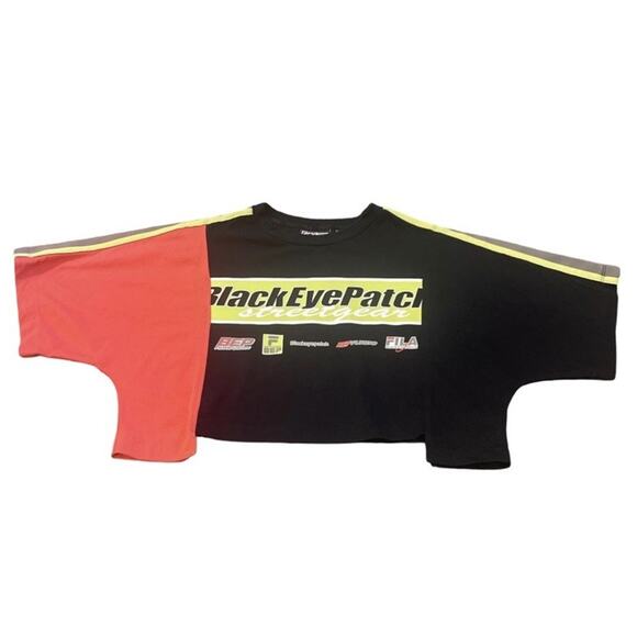 Black Eye Patch Streetwear Fila Fusion Oversized Colorblock T Shirt - Picture 2 of 4